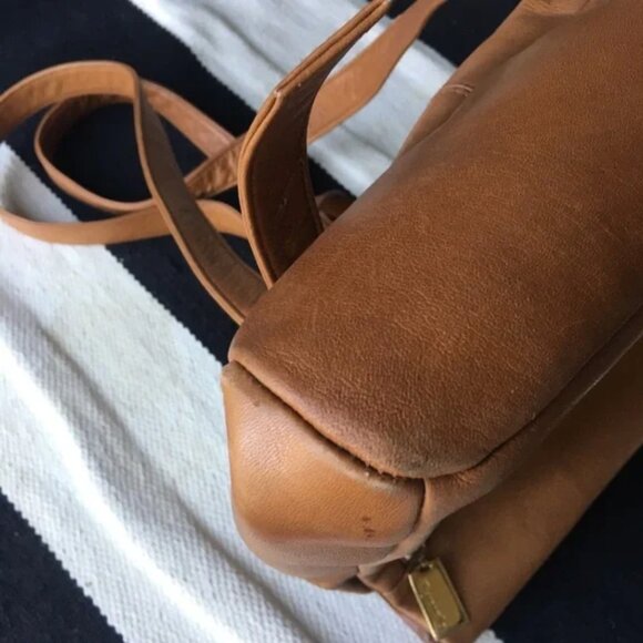 Tignanello Tan Leather Magnetic Closure Backpack - Picture 11 of 15